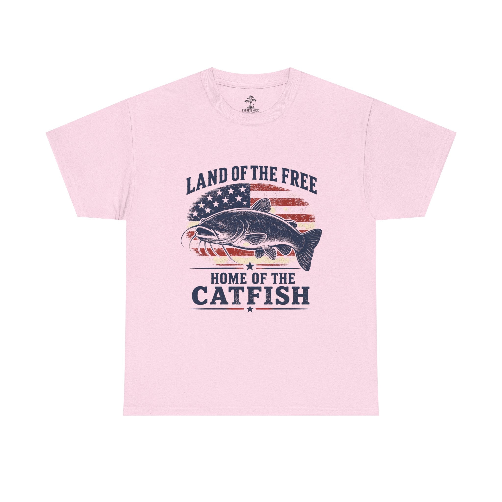 Patriotic Catfish T‑Shirt — "Land of the Free, Home of the Catfish" Fishing Tee