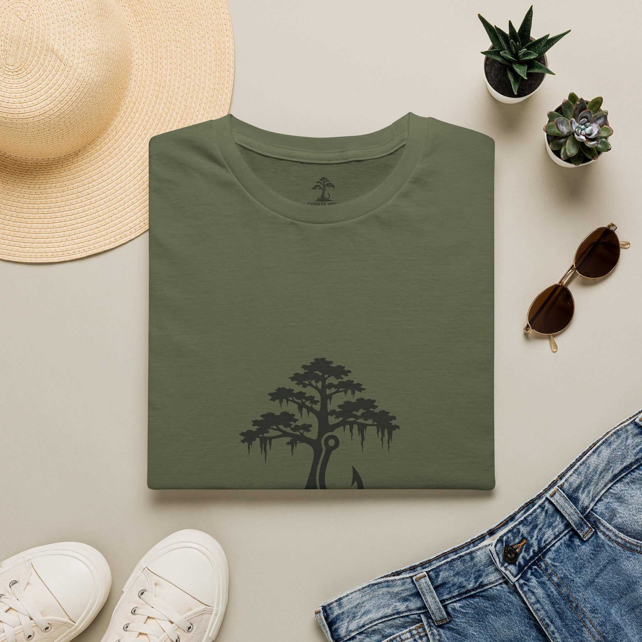 Cypress Hook T-Shirt — Coastal Fishing Logo Tee