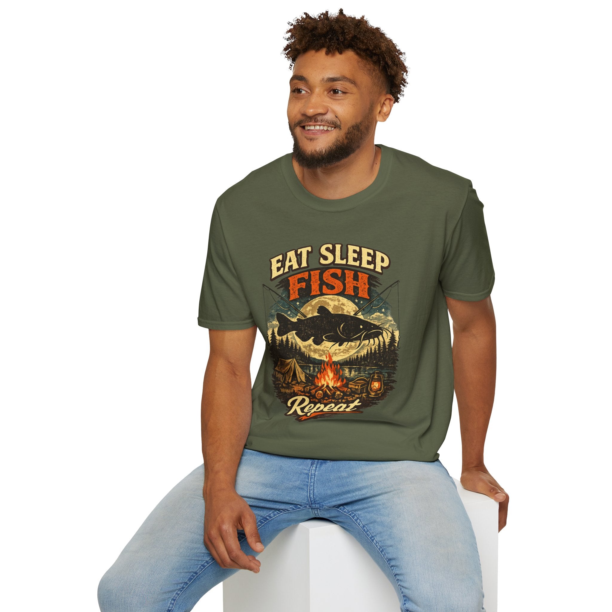 Eat Sleep Fishing Repeat Vintage Camping T-Shirt