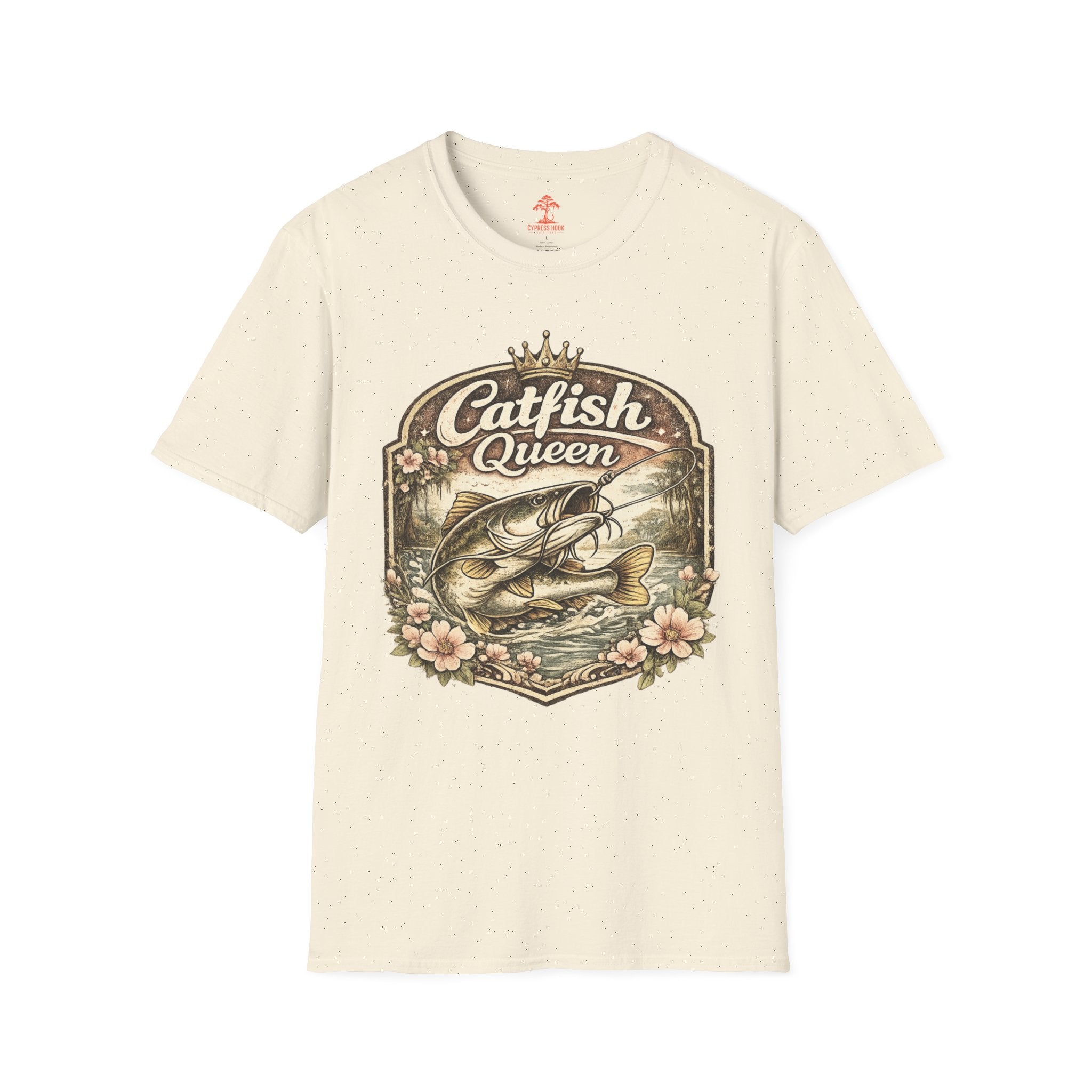 Catfish Queen T-Shirt — Vintage Fishing Tee for Women Anglers