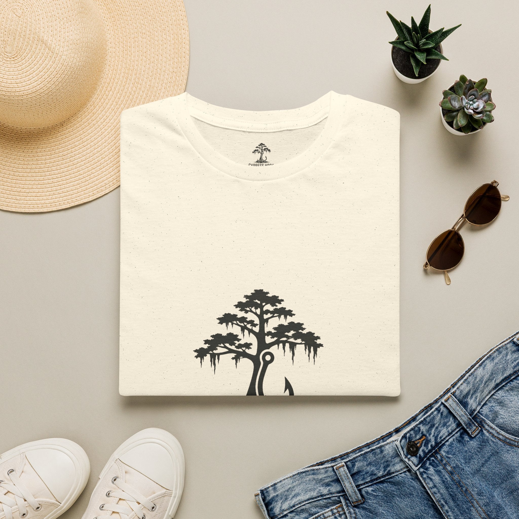 Cypress Hook T-Shirt — Coastal Fishing Logo Tee