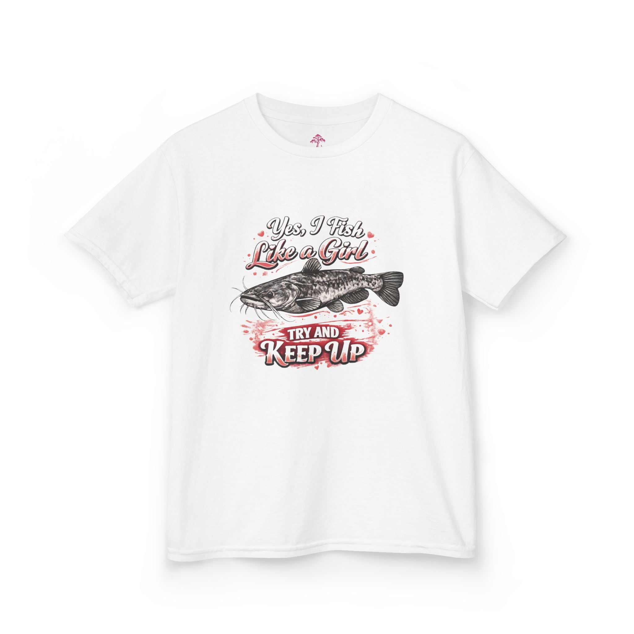 Kids Fishing T-Shirt — "Yes I Fish Like a Girl, Try and Keep Up" Cute Youth Angler Tee