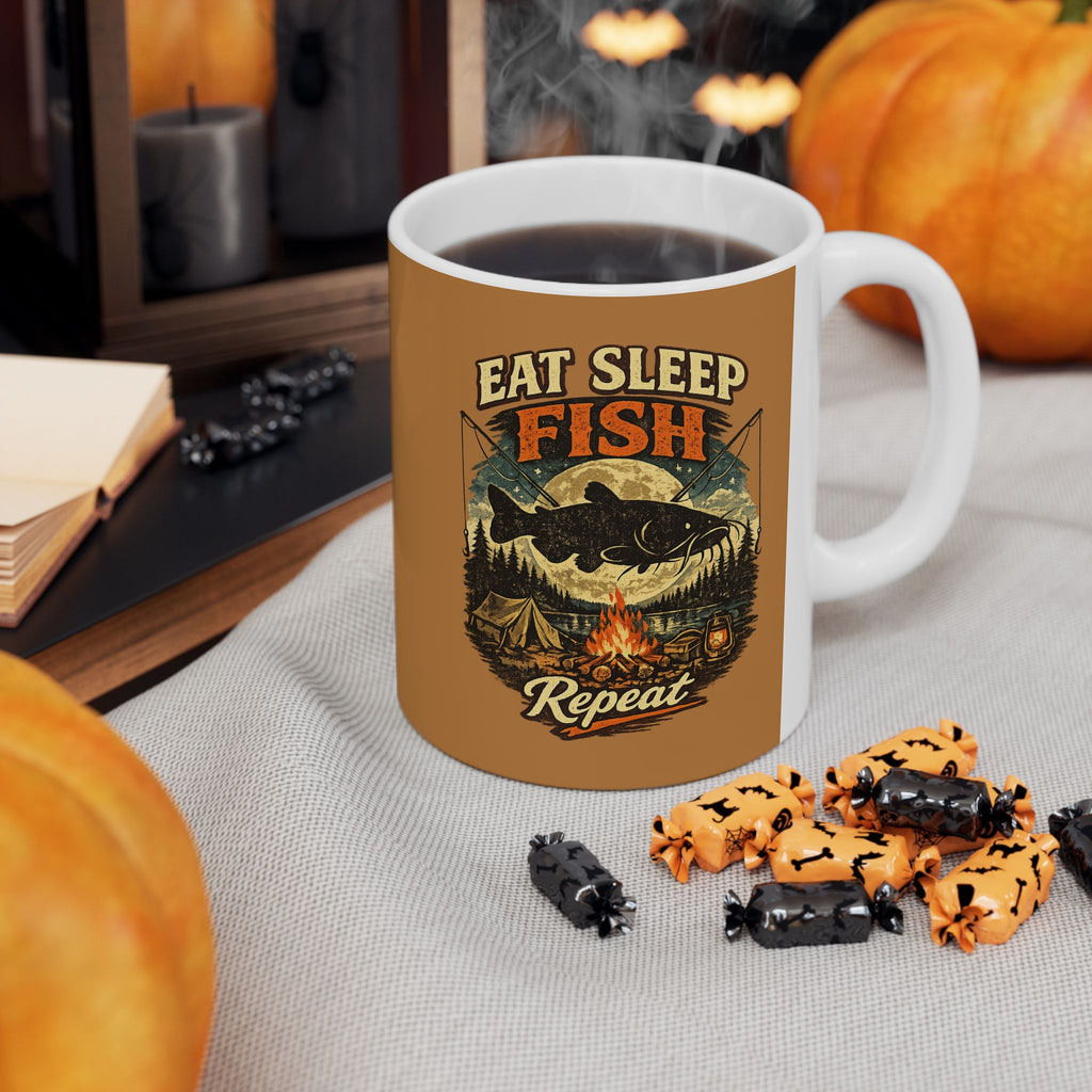 Cat Whisperer Ceramic Mug — Retro Feline Illustration (11oz & 15oz)