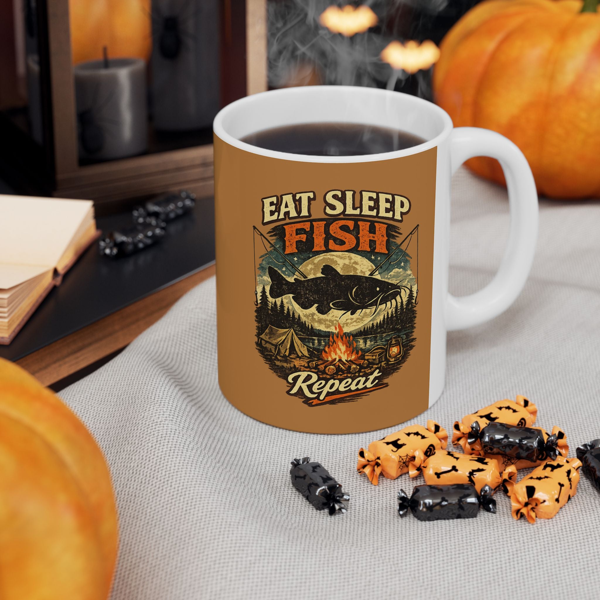 Cat Whisperer Ceramic Mug — Retro Feline Illustration (11oz & 15oz)