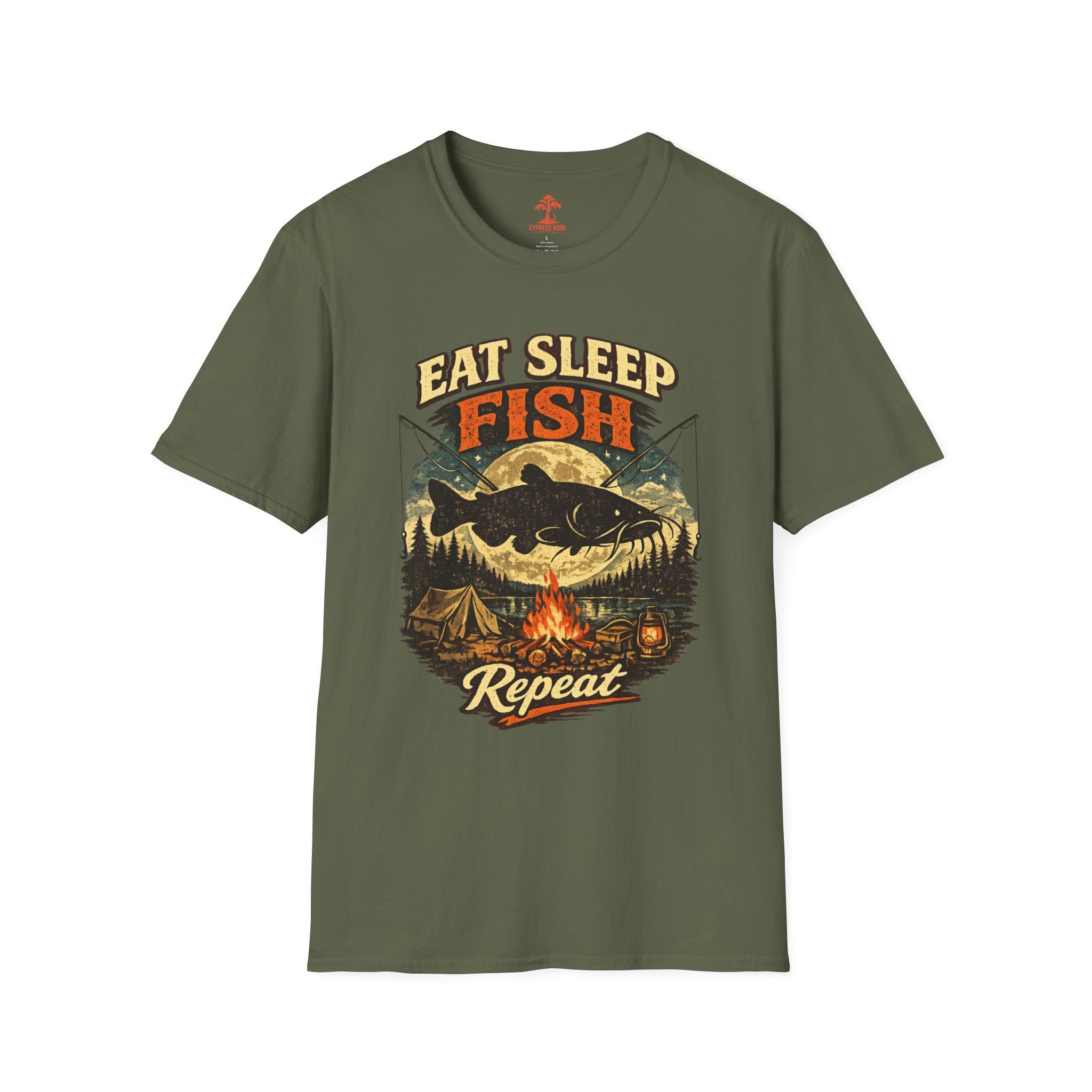 Eat Sleep Fishing Repeat Vintage Camping T-Shirt