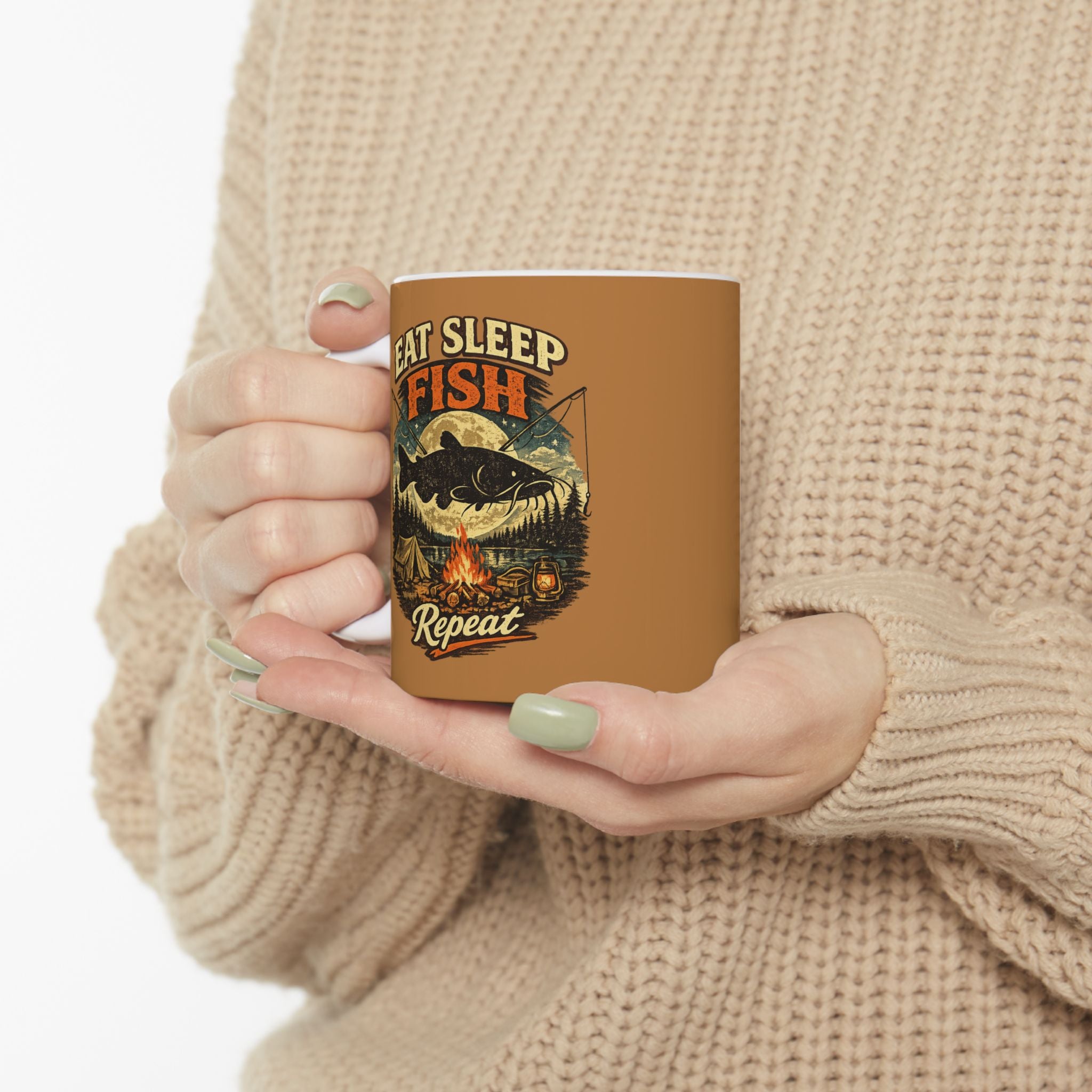 Cat Whisperer Ceramic Mug — Retro Feline Illustration (11oz & 15oz)