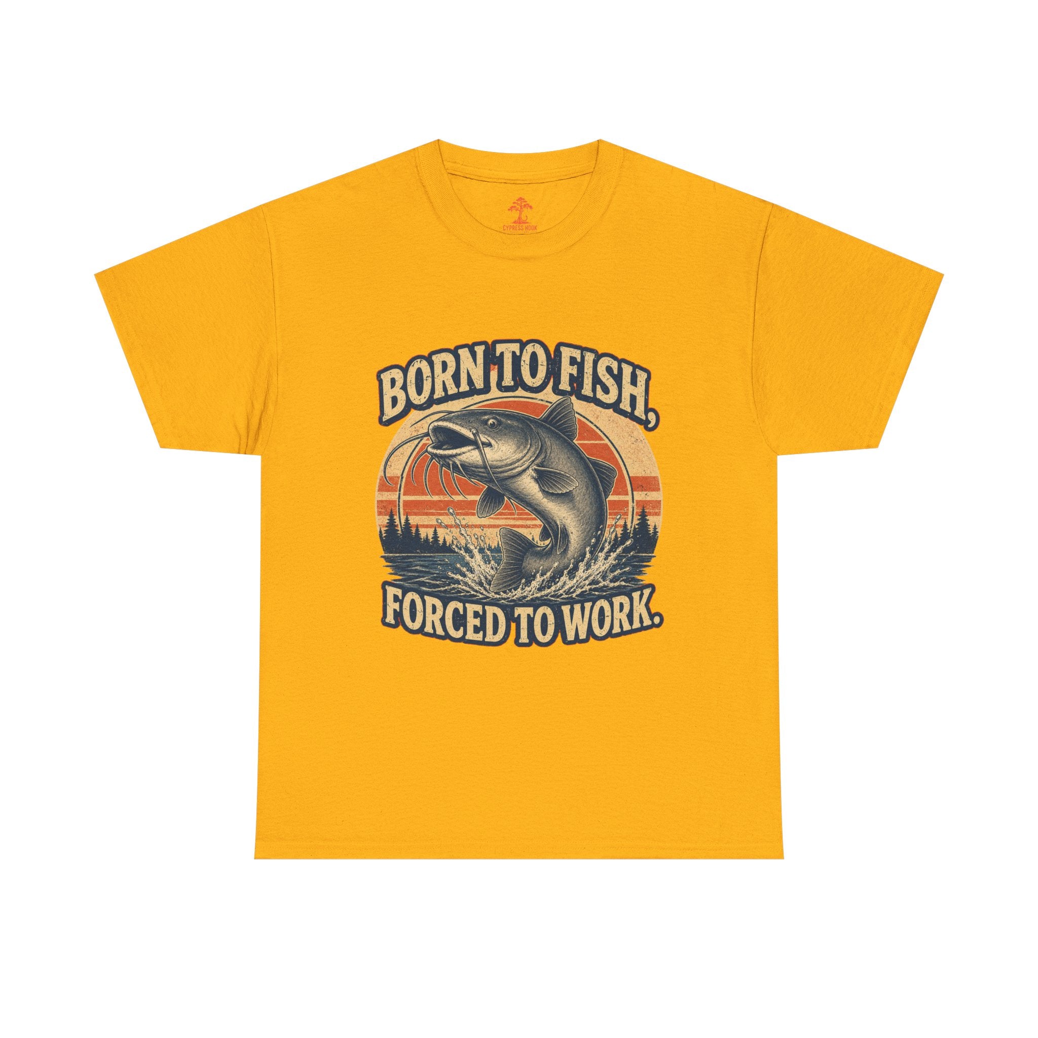 Fishing T‑Shirt — "Born to Fish, Forced to Work" Vintage Bass Tee
