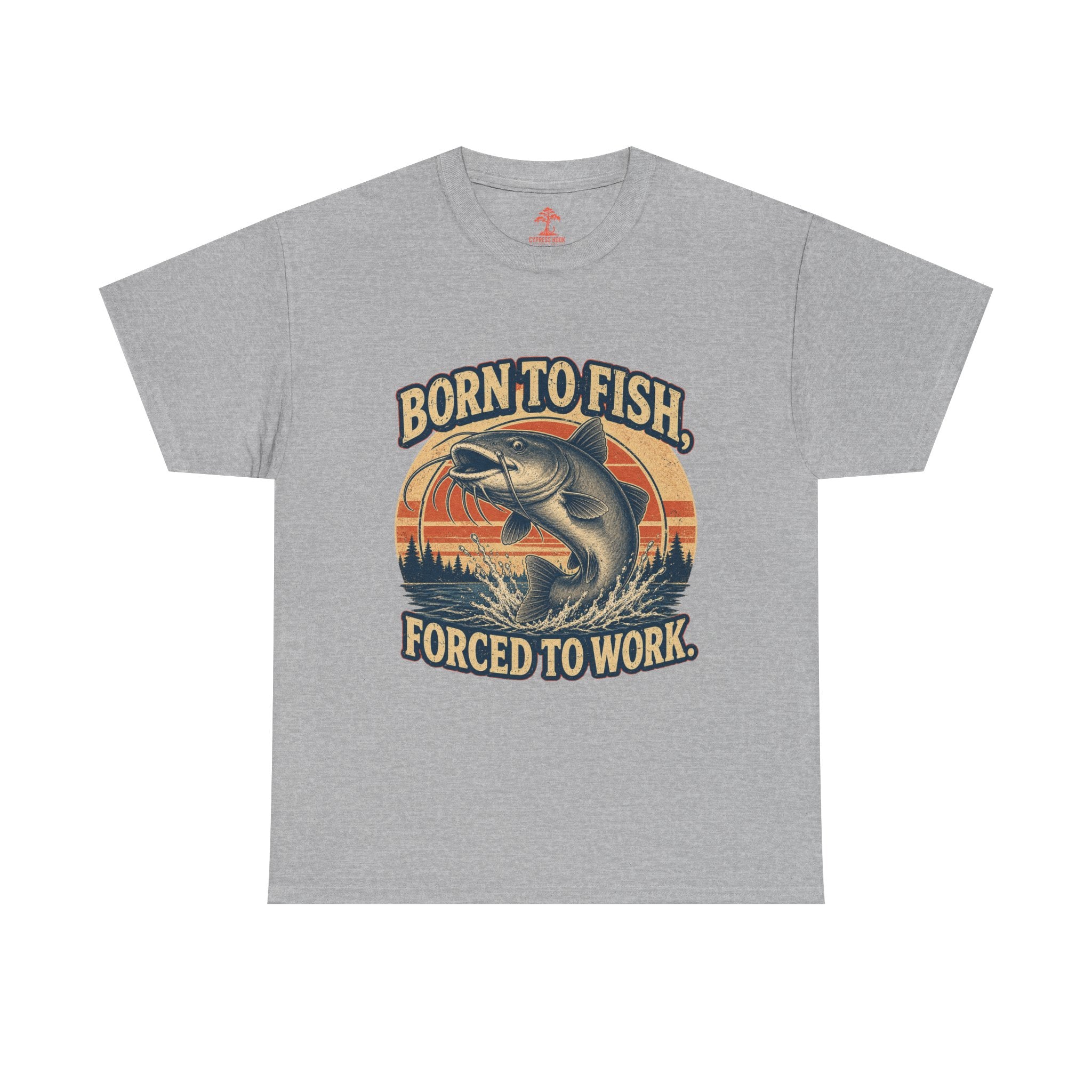 Fishing T‑Shirt — "Born to Fish, Forced to Work" Vintage Bass Tee