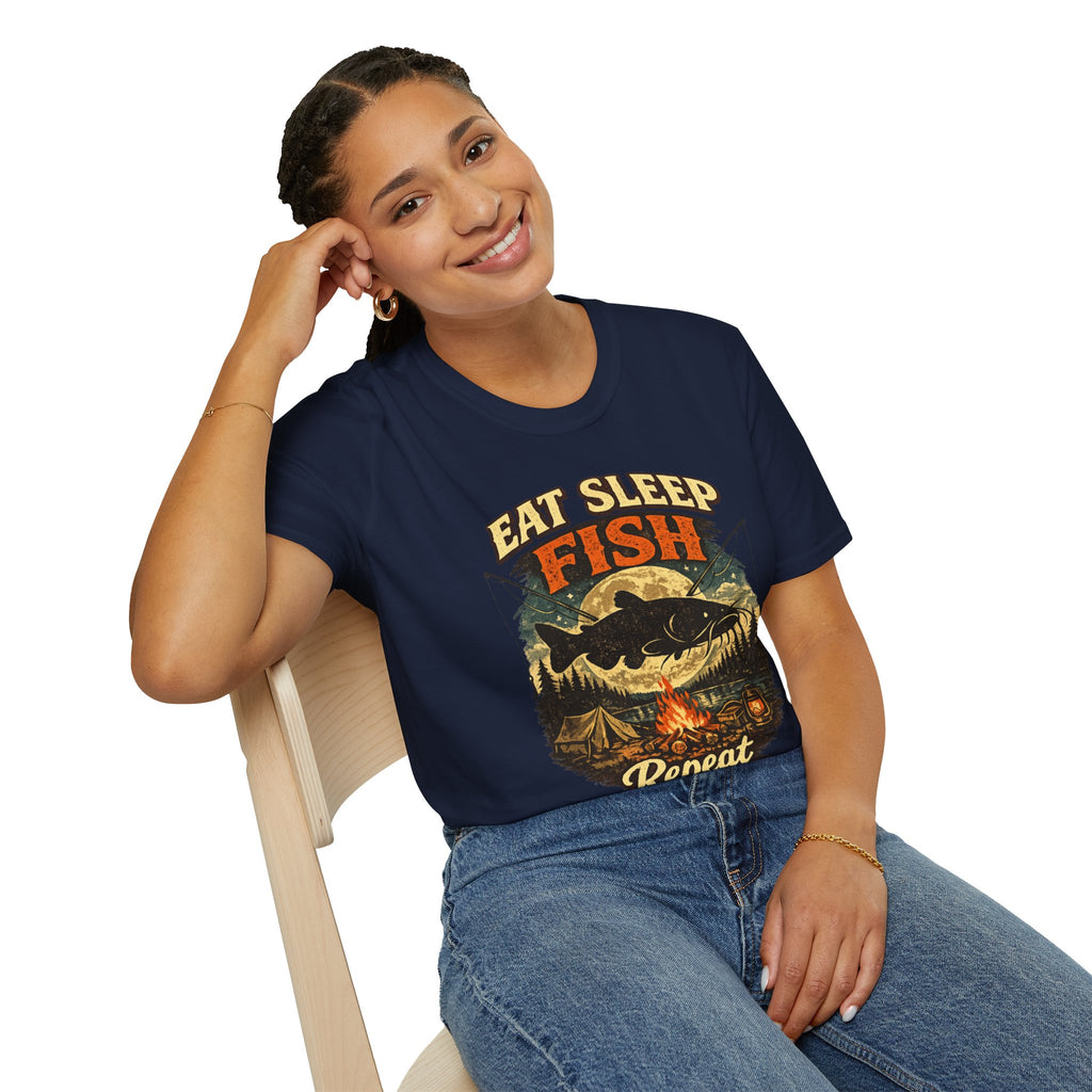 Eat Sleep Fishing Repeat Vintage Camping T-Shirt