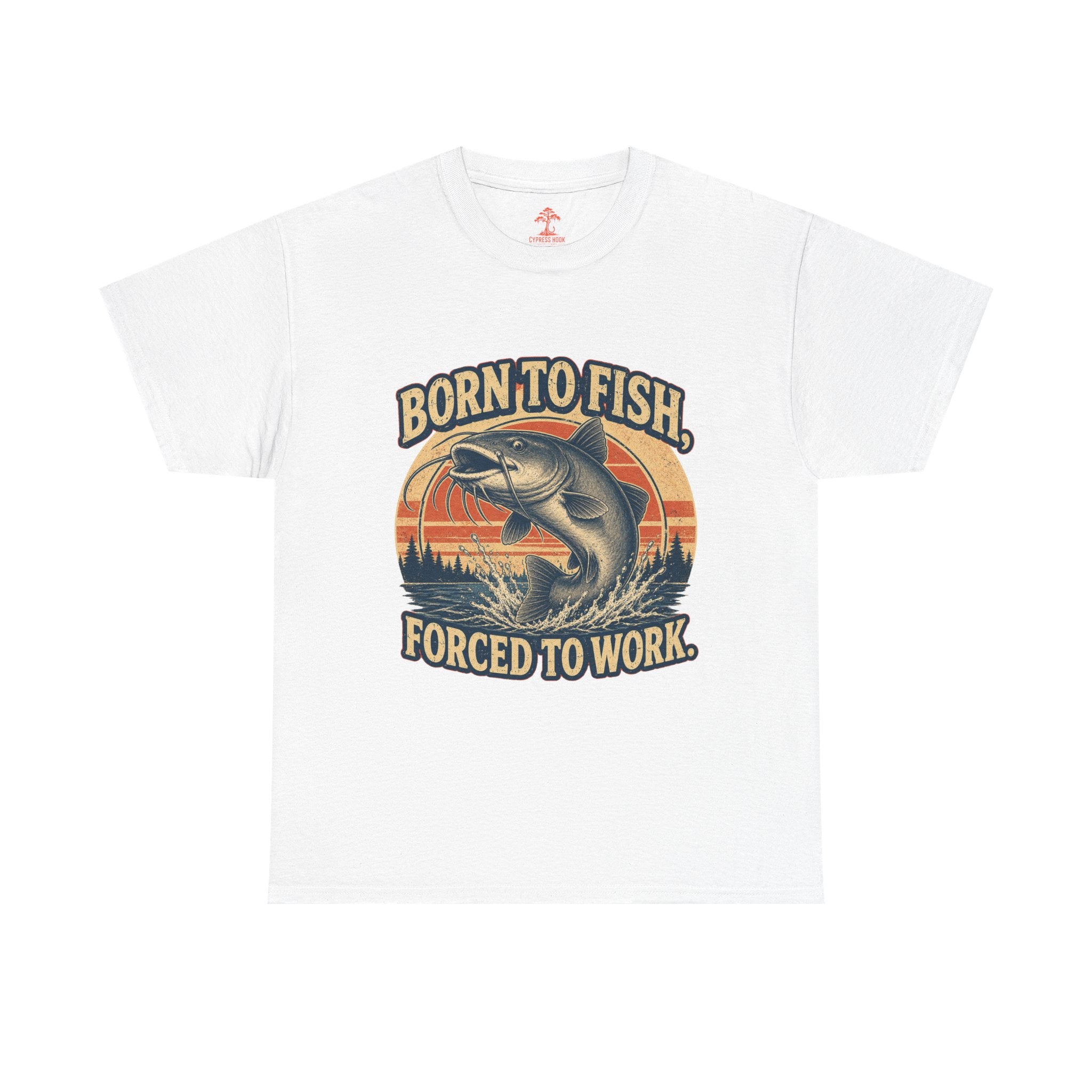 Fishing T‑Shirt — "Born to Fish, Forced to Work" Vintage Bass Tee