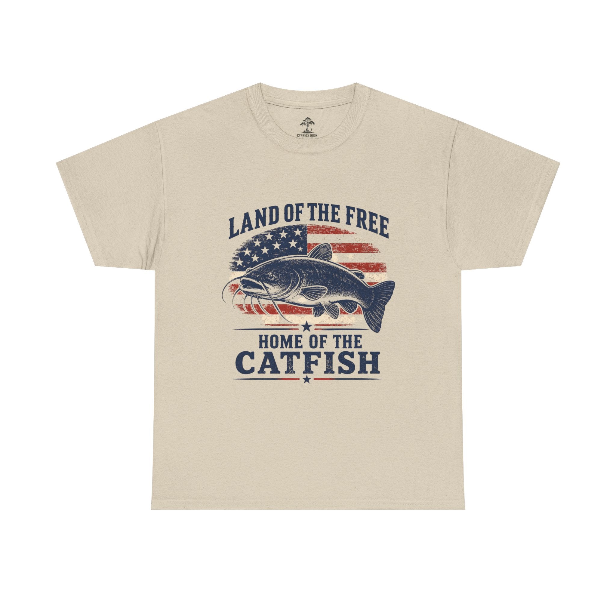 Patriotic Catfish T‑Shirt — "Land of the Free, Home of the Catfish" Fishing Tee