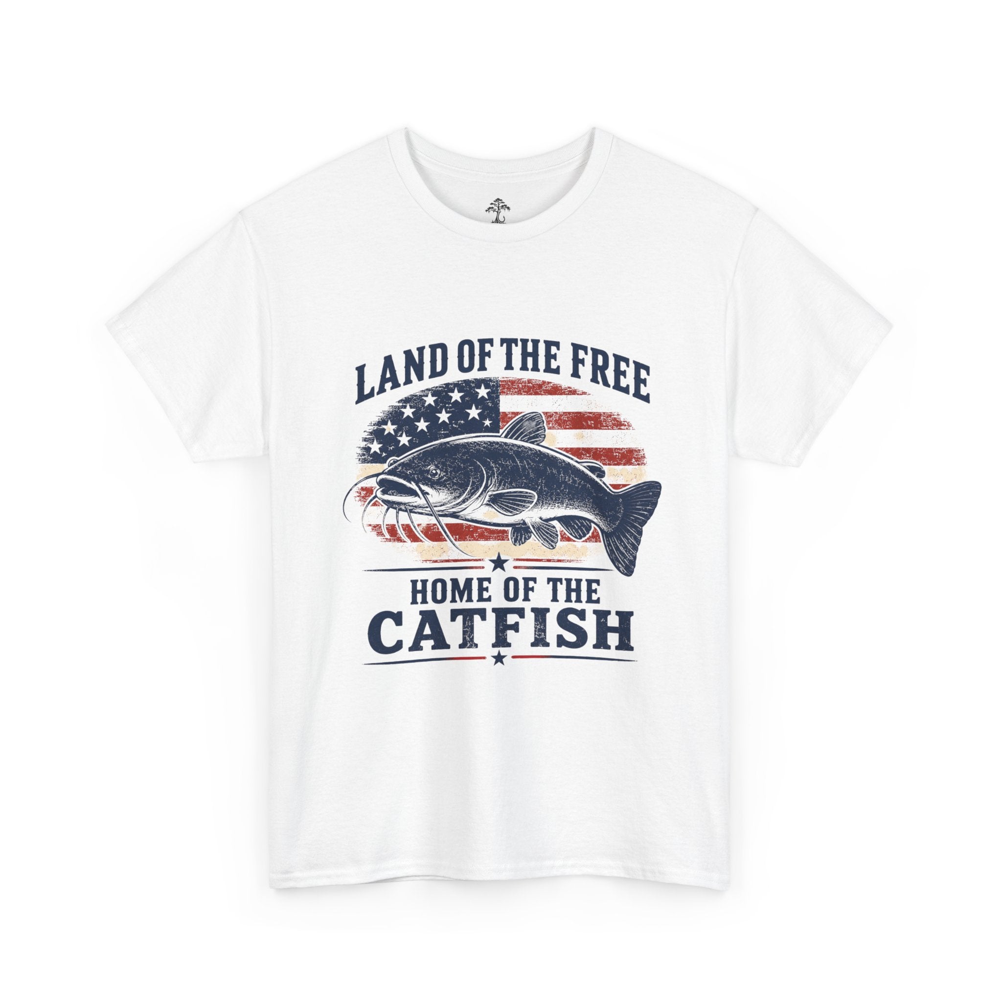 Patriotic Catfish T‑Shirt — "Land of the Free, Home of the Catfish" Fishing Tee