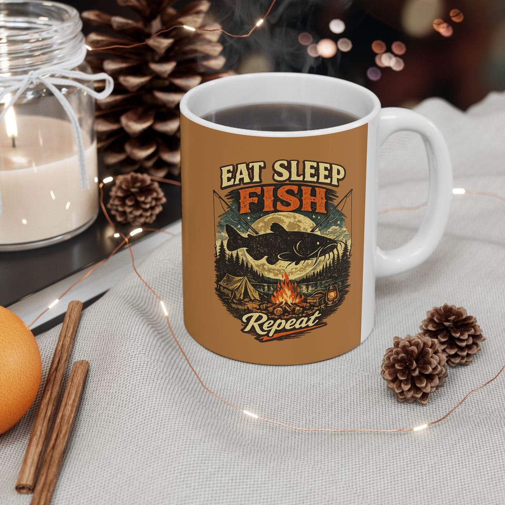 Cat Whisperer Ceramic Mug — Retro Feline Illustration (11oz & 15oz)