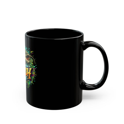 Bassfish Crew Graphic Black Mug – Colorful Angler Fish Design (11oz & 15oz)