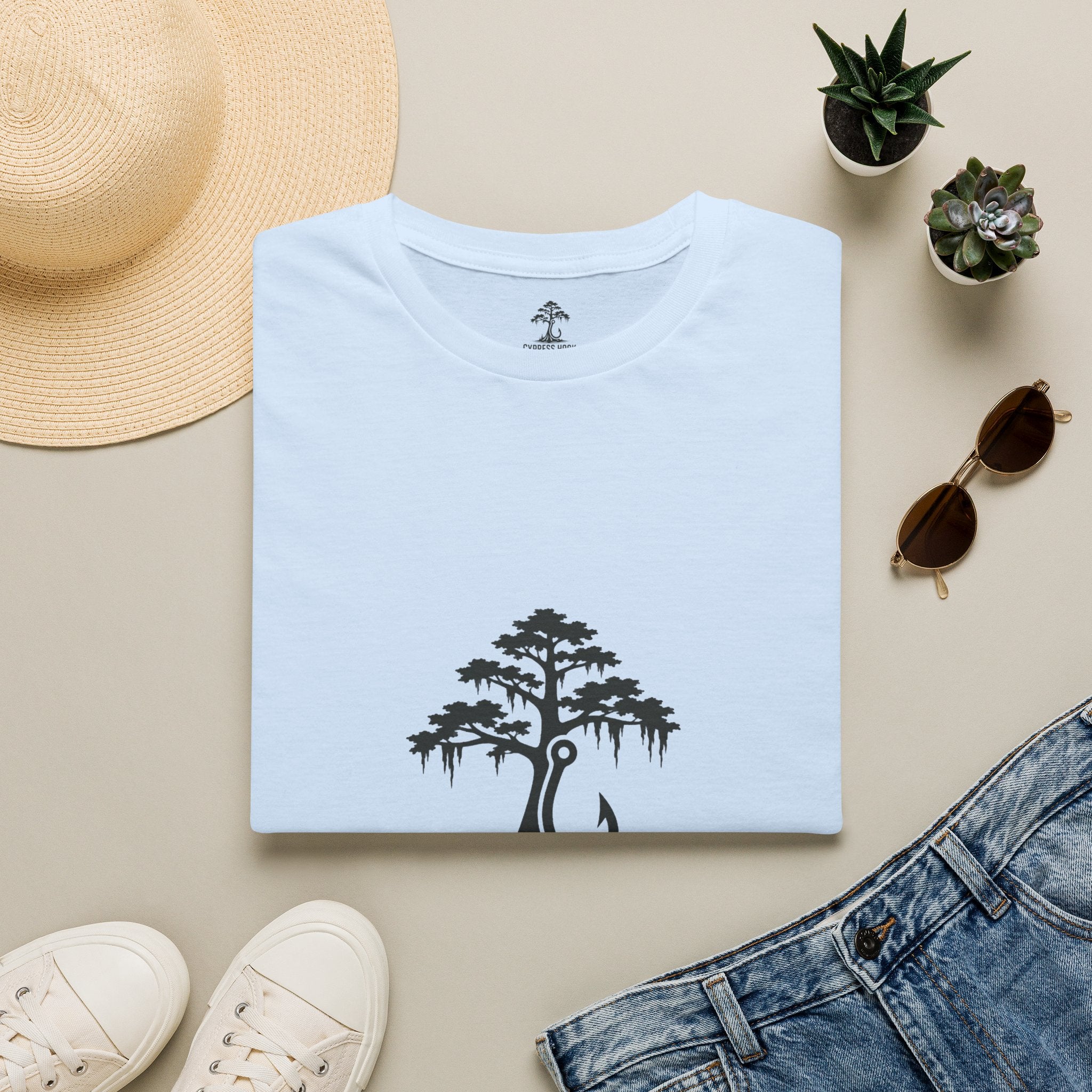 Cypress Hook T-Shirt — Coastal Fishing Logo Tee
