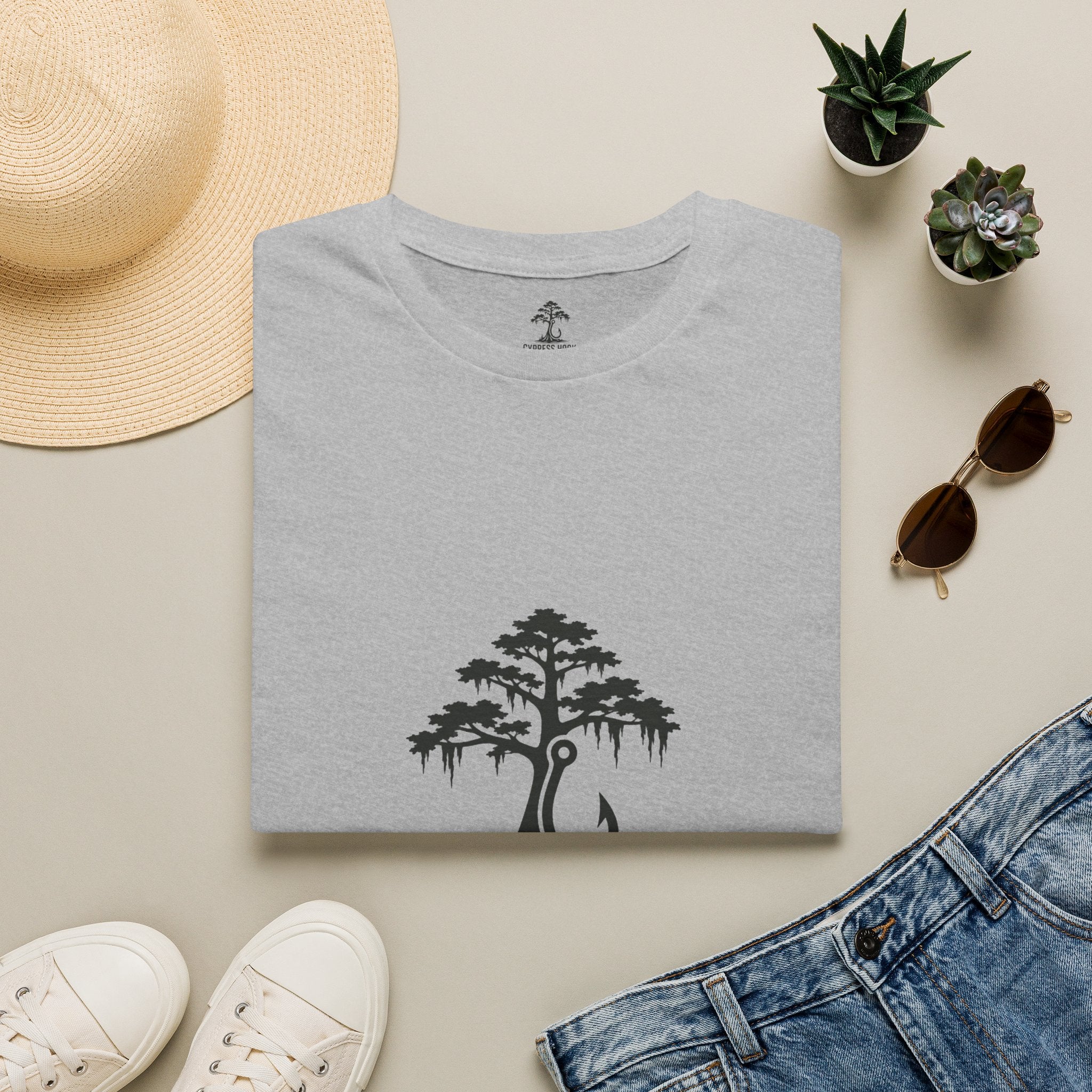 Cypress Hook T-Shirt — Coastal Fishing Logo Tee