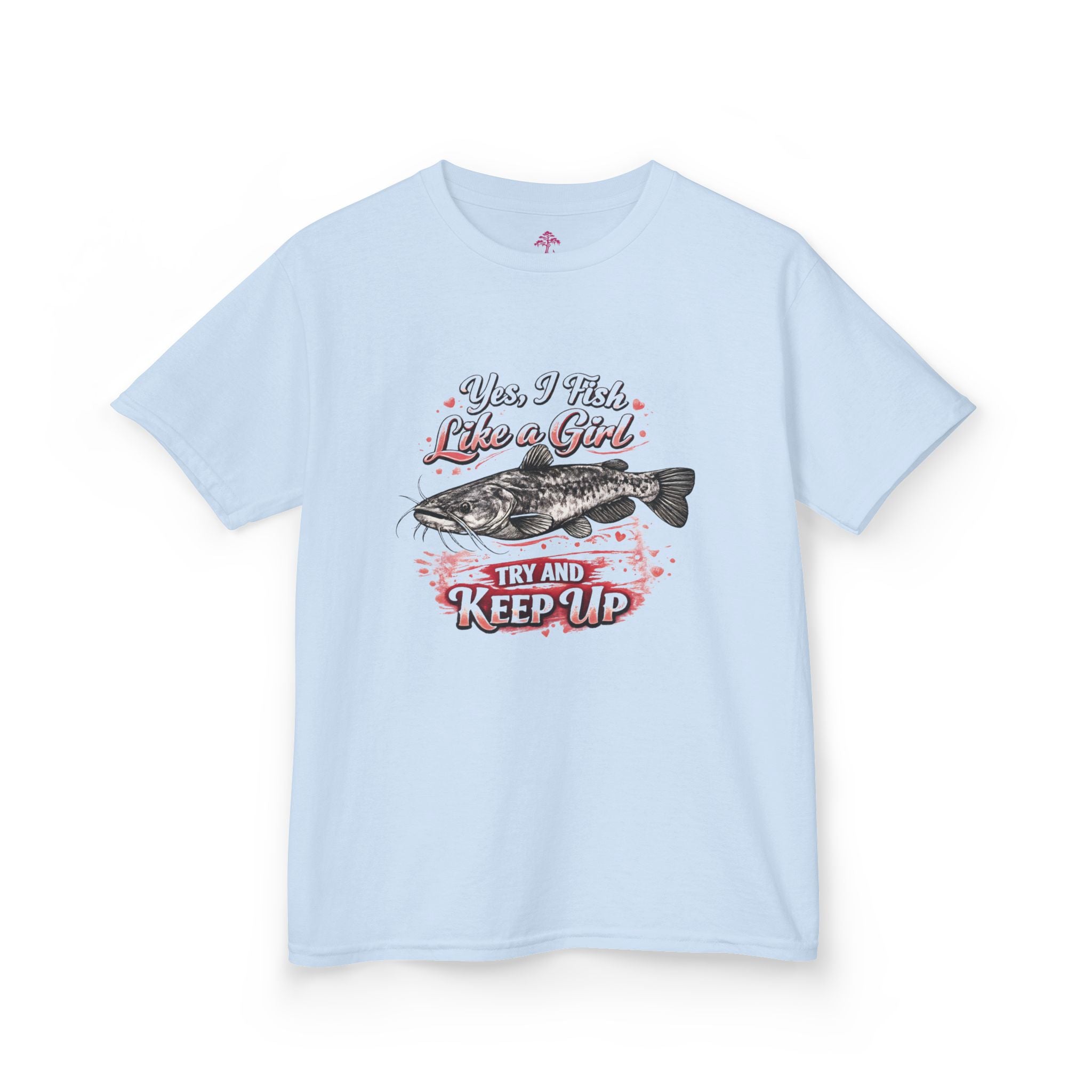 Kids Fishing T-Shirt — "Yes I Fish Like a Girl, Try and Keep Up" Cute Youth Angler Tee