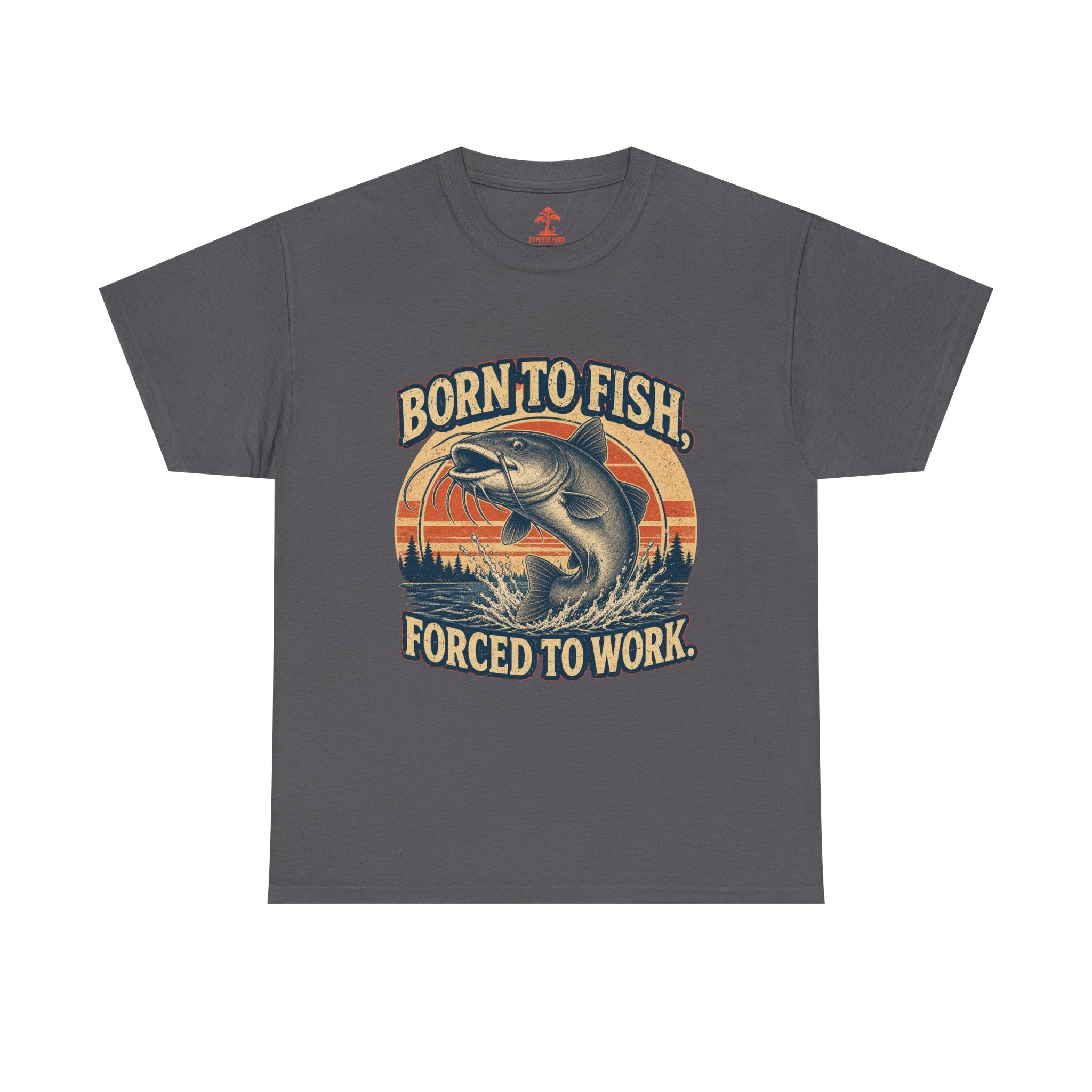 Fishing T‑Shirt — "Born to Fish, Forced to Work" Vintage Bass Tee